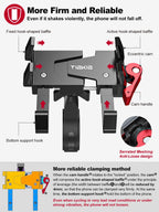 Tiakia Handyhalterung Fahrrad Aluminium Motorrad Handyhalter 6 Krallen mit 360° Drehung, Universal Handyhalter Werkzeugfreie Installation Handyhalterung Fahrrad für 4,5-7 Zoll-Telefone