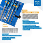 PFERD TOOLS Werkstattfeilen-Set in PVC-Rolltasche, 5 Feilen, 200mm, 11800520 - für ein umfassendes Anwendungsspektrum geeignet