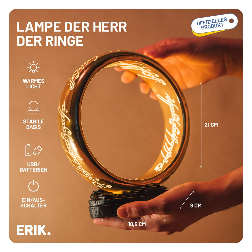 Grupo Erik LED Lampe Der Herr der Ringe LED Licht Deko - Stimmungslicht Schreibtisch - Nachttischlampe Kinder und Erwachsene Zubehör - Der Herr der Ringe Der Macht Merch Geschenke Fanartikel