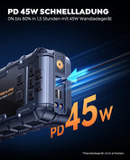 TREKURE Starthilfe Powerbank mit Luftkompressor, 160PSI 6500A Auto Starthilfe, PD 45W Eingang/Ausgang, Starthilfe(Bis zu All Benzin und 12.0L Dieselmotor) mit 600 Lumen LED und Doppelstart