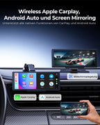 Krunia 8.1" Kabelloser Tragbarer 60FPS CarPlay-Bildschirm für Apple CarPlay & Android Auto, OTA-Updates, Rückfahrkamera, Mirror Link, Bluetooth, Sprachsteuerung, GPS-Navigation