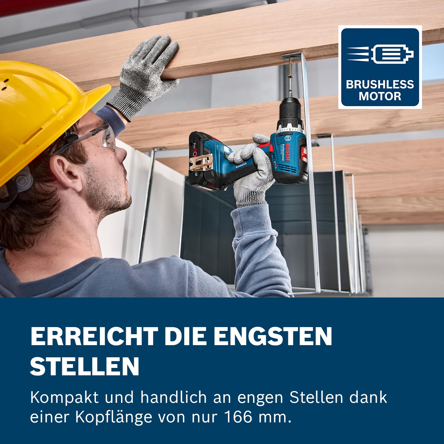 Bosch Professional 18V System Akku-Bohrschrauber GSR 18V-65 (bürstenloser Motor, Kopflänge 166, inkl. 2x Akku GBA 18V 5.0Ah, Ladegerät GAL 18V-40, L-BOXX)
