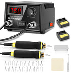 BURNNOVE Holz Pyrographie Set 100W, 100–750°C, Doppel-Pyrographie-Stifte mit LCD-Display, 21 Spitzen, Temperaturregelung, Komplettset für Holz, Leder, Kunsthandwerk