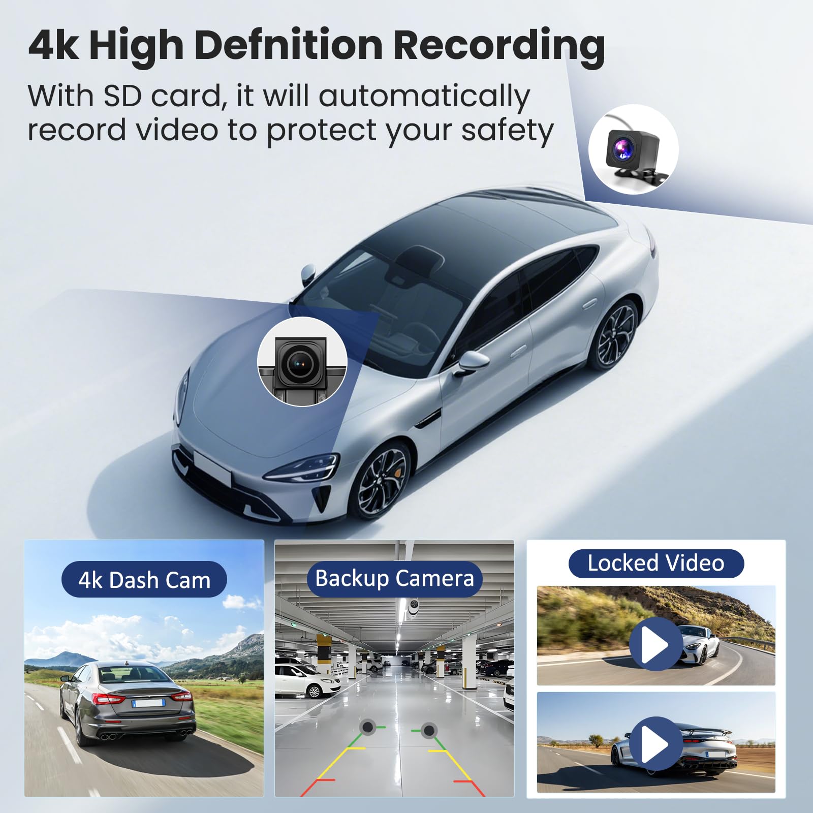 10,26 Zoll Carplay Display Wireless Android Auto Car Play Display mit 4K Dashcam 1080P Rückfahrkamera,Android Display IPS Touchscreen mit AUX/FM,64G TF,Split Screen,Mirror Link,Bluetooth