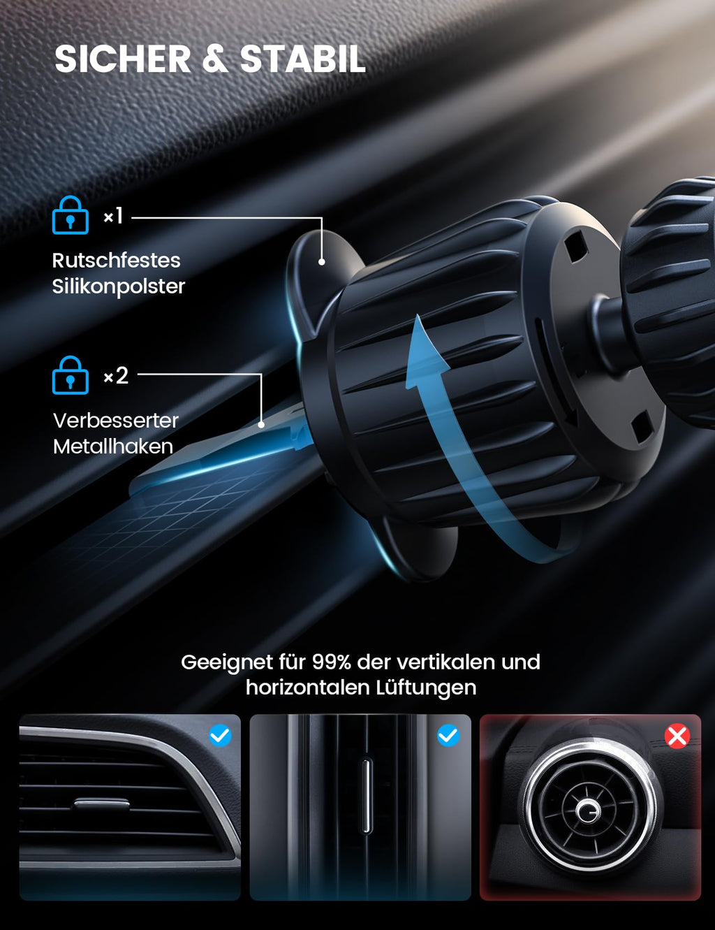 Lamicall Handyhalterung Auto für MagSafe Autohalterung - [2026 HD-Glas-Platte] Stark Magnetische Handyhalter Auto Lüftung, KFZ Handy Halterung Magnet für iPhone 17 16 15 14 13 Pro Max, Alle Smartphone