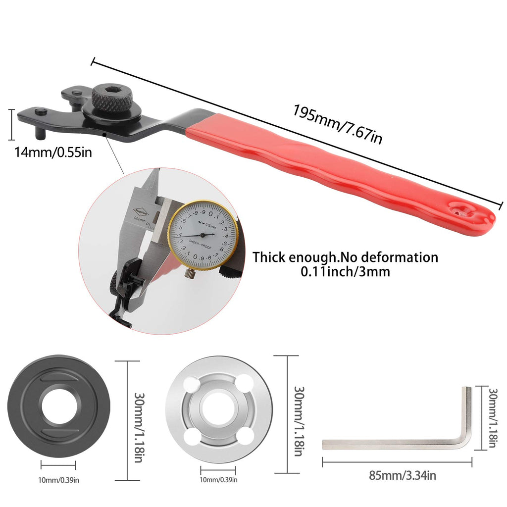 Rybtd Winkelschleifer Stiftschlüssel Universal Verstellbar Zapfenschlüsse Stirnlochschlüssel 8-48 mm Schraubenschlüssel Einstellbar mit Innensechskantschlüssel und 2 Flansch