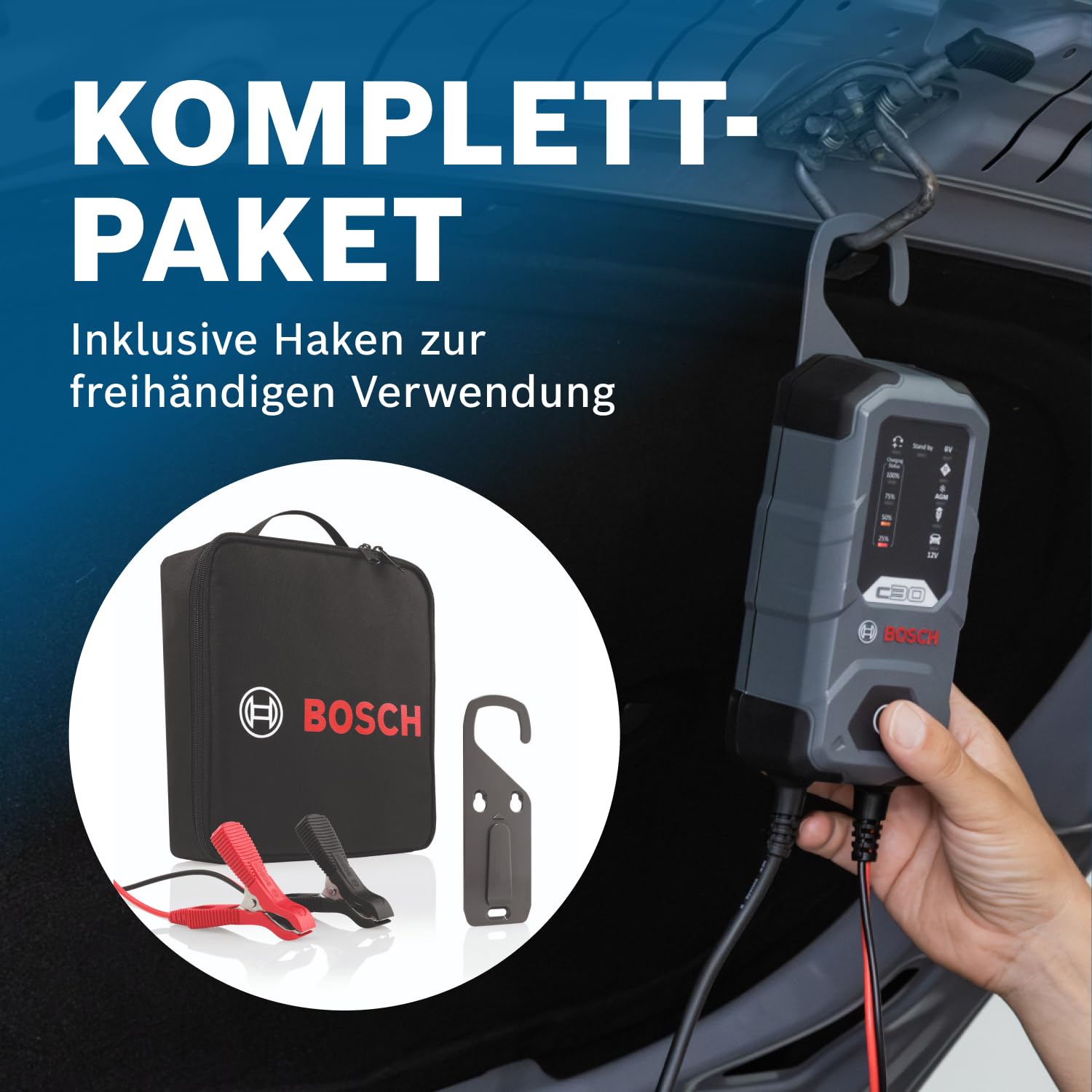 Bosch C30 Batterieladegerät Mit Erhaltungsladung Für Autobesitzer Schnellladung Vielseitig