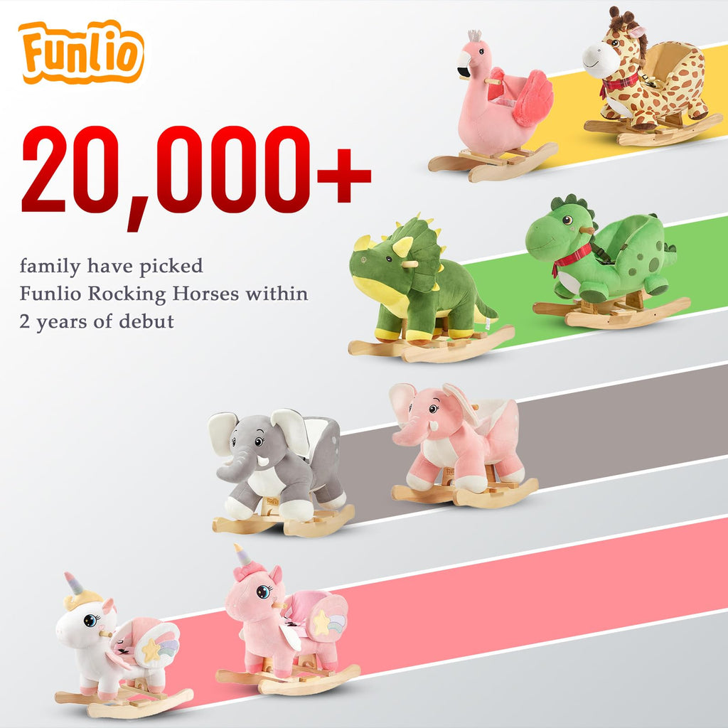 FUNLIO Elefanten Baby Schaukelpferd für Kleinkinder von 6 Monaten bis 3 Jahren, niedlicher Plüsch-Elefant, gefüllter Schaukelstuhl