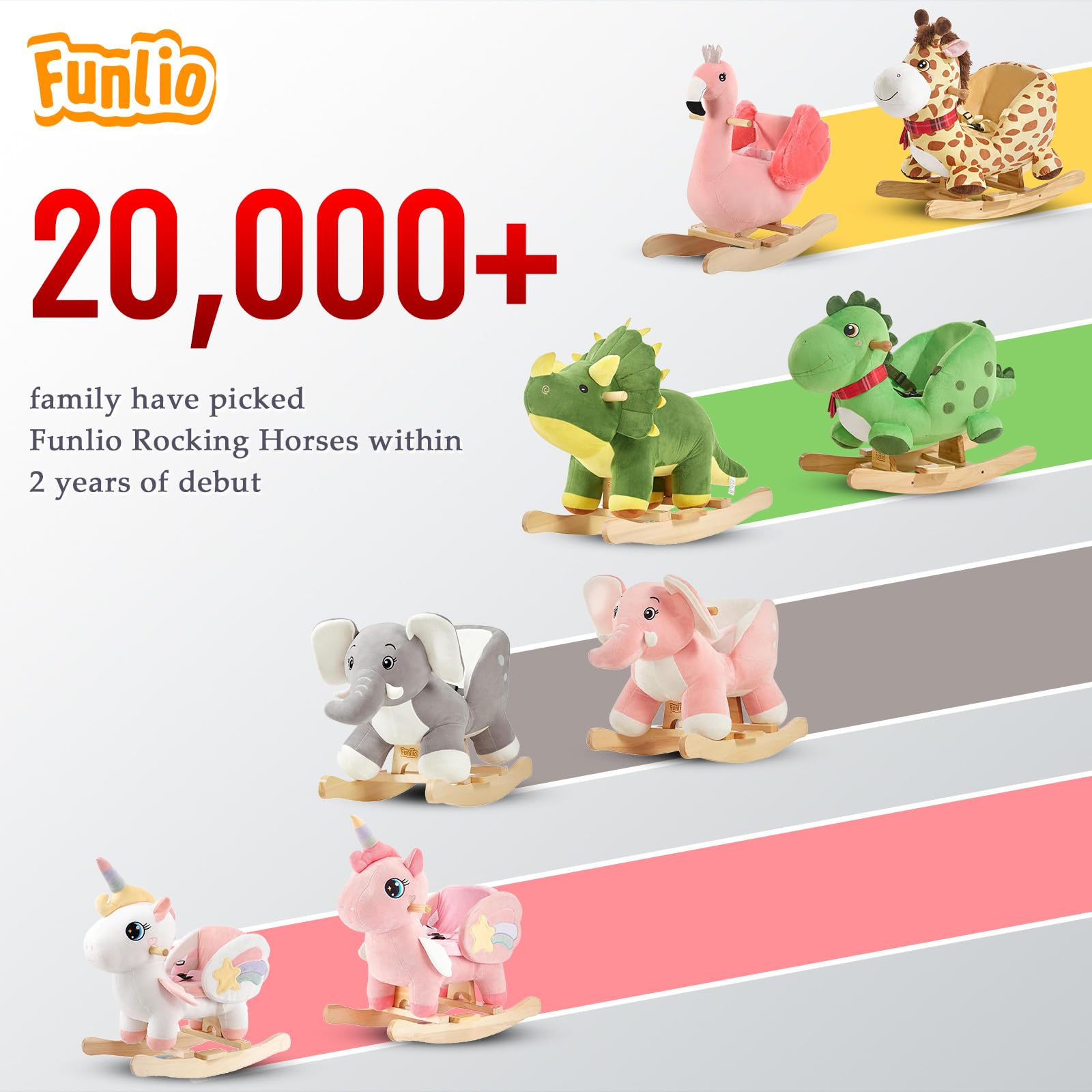 FUNLIO Elefanten Baby Schaukelpferd für Kleinkinder von 6 Monaten bis 3 Jahren, niedlicher Plüsch-Elefant, gefüllter Schaukelstuhl