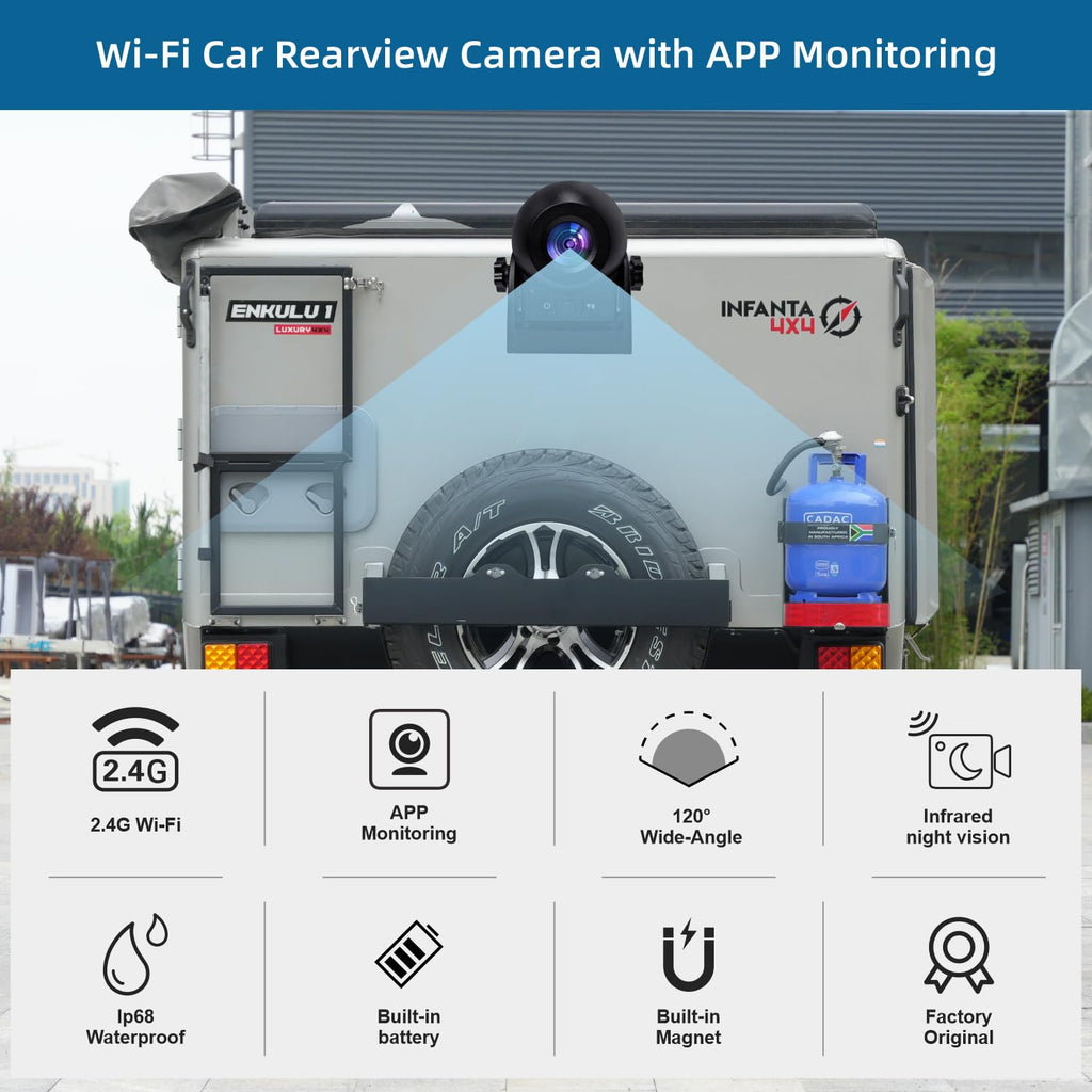 Uzone Rückfahrkamera Kabellos,Nachtsicht,IP68 Wasserdicht,Magnetisch,WiFi Rückfahrkamera Auto Smartphone APP für iPhone und Android,rückfahrkamera kabellos akku für Wohnwagen,Hitch,Pferdeanhänger