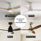 Mellerware - Deckenventilator mit Fernbedienung Brizy Bright | 45 W | 6 Geschwindigkeiten | Ultra leise | 3 Flügel 132 Durchmesser | Sommer-Winter-Funktion | Timer | LED | Darkwood