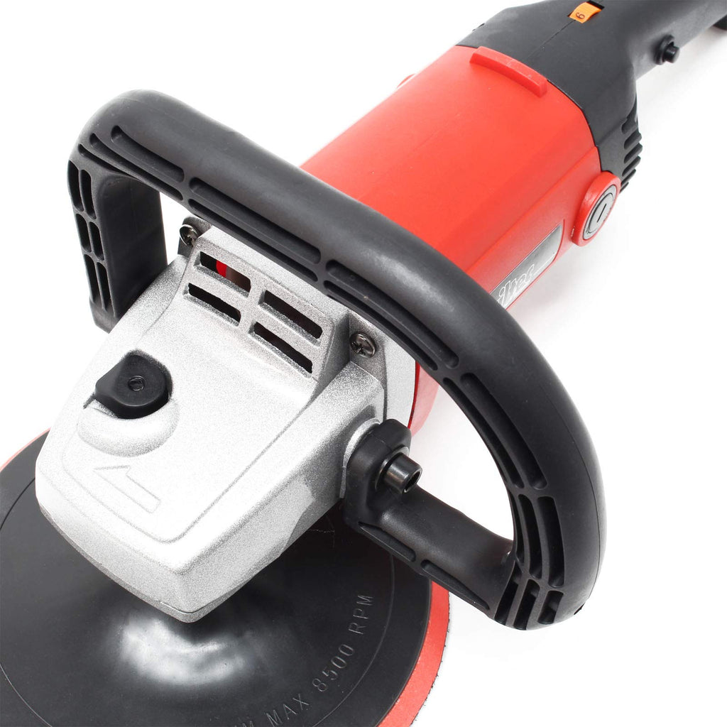 Wiltec Auto Poliermaschine Schleifmaschine 1200W bis 3000 U/min, Poliergerät mit 6 Stufen inkl. 2 Pads, Tellerschleifer, Rotationsschleifer
