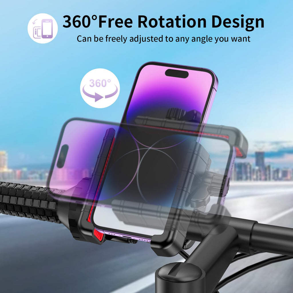 GEJIN Handyhalterung Fahrrad, 360° Smartphone Handyhalterung Motorrad，e Scooter Handyhalterung ebike Roller Halter Lenker Fahrrad Handyhalter, für 4.5-7.0 Zoll iPhone & Android Smartphones