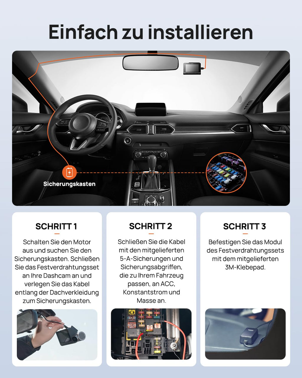 70mai Dashcam Hardwire Kit UP06, Typ-C Festverdrahtungs-Kit mit Dreistufig Einstellbarem Niederspannungsschutz, Kompatibel mit 70mai M310/A510/A810/4K Omni/T800E/T800, 24Std. Parkmodus