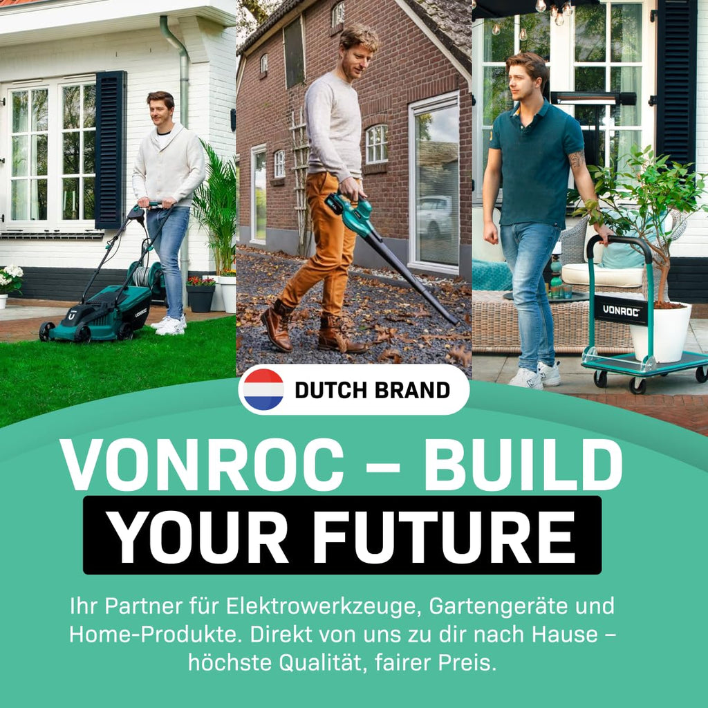 VONROC Transportwagen klappbar 150kg - Plattformwagen als Transporthilfe - Rollwagen mit Griff