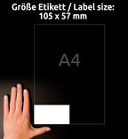 AVERY Zweckform 3425 Adressaufkleber (1.000 Klebeetiketten, 105x57mm auf A4, Papier matt, individuell bedruckbare Absenderetiketten, selbstklebende Adressetiketten mit ultragrip) 100 Blatt, weiß