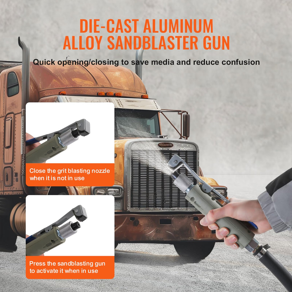 VEVOR Mobiles Sandstrahlgerät 18,92 L Sandstrahlanlage 243,84 cm ArbeitsschlauchSandstrahler 60–110 PSI Arbeitsdruck ideal zum Entfernen von Rost, Farbe, Flecken und das Polieren großer Flächen