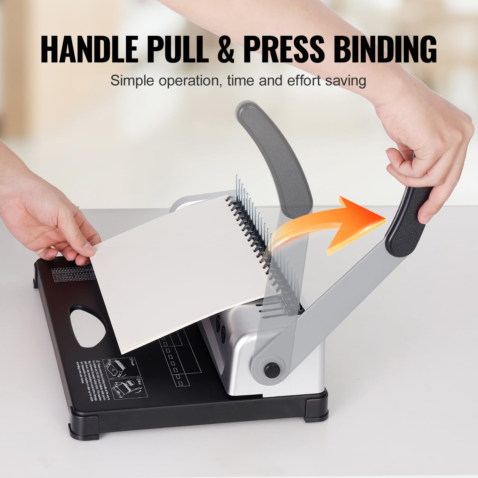 VEVOR Bindemaschine, Kammbindemaschine 21-Loch-Bindung 450 Blatt, Buchbindemaschine mit 100 Stück 3/8 Zoll Kammbinderücken, für Briefgröße, A4, A5