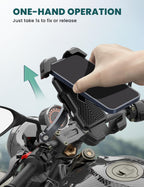 Grefay Motorrad Handyhalterung [Doppelt Vibrationsgedämpft] Universal Handy Halterungen für Motorrad Rückspiegel Mit 360 Drehen für 4,5-7,2 Zoll Smartphone