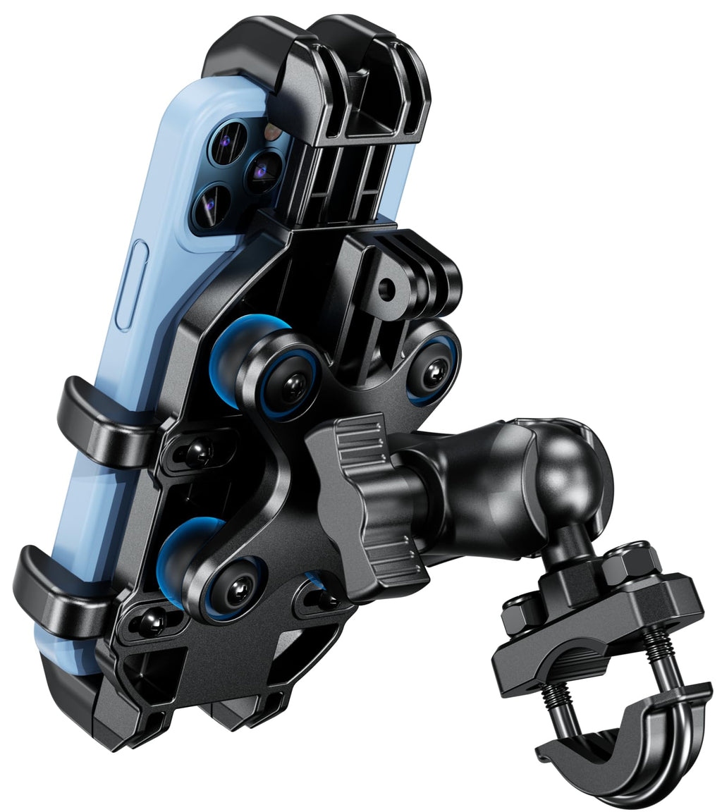BRCOVAN Motorrad Handyhalterung mit Vibrationsdämpfer, Anti-Shake Handy Motorradhalterung, Verstellbar Lenker Handyhalter für Motorrad, Fahrrad, Roller, ATV, für 5,4 Zoll - 7,2 Zoll Smartphones