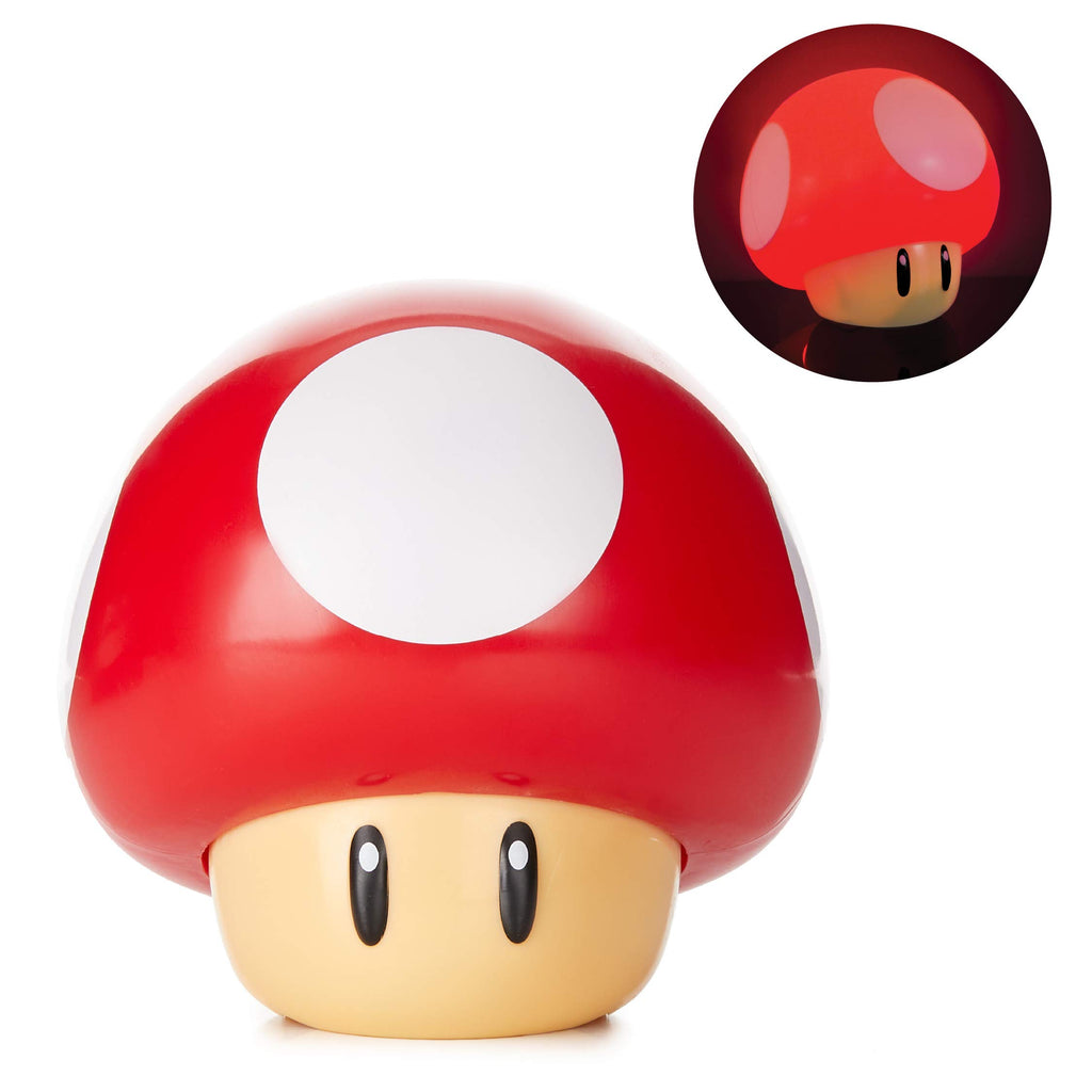 Super Mario Brothers Mushroom Figurenlicht - Offiziell lizenziertes Sammler-Movie-Merchandise mit Sound, Geschenk für Jungen, Kinderzimmer-Zubehör, Bunt, Rot