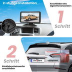 Foxpark Rückfahrkamera Kabellos Auto: 4,8" 1080P Rückfahrkamera Funk Unterstützung 2 Kameras, Rückfahrkamera Nachrüsten mit Stabiles Signal, IP69K Wasserdicht, 6 Parkhilfslinien für AUTO LKW Wohnmobil