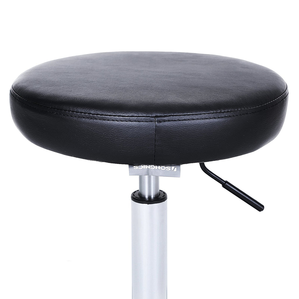 SONGMICS Drehhocker auf Rollen, höhenverstellbarer Rollhocker, 46-58 cm, mit Kunstleder bezogener Sitz, Arbeitshocker für Kosmetikstudios, Friseursalons, Büros, Praxen, schwarz LJB61B