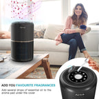 AIRTOK Luftreiniger, Luftreiniger Allergiker mit Aromatherapie, HEPA Luftfilter gegen Schimmel Staub Pollen Gerüche, 99,97% Entfernung bis 0,1 Mikrometer, Nachtlicht, Kindersicherung, Timer, 25dB