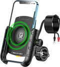 BRCOVAN Motorrad Handyhalterung mit Qi 15W kabellosem Ladegerät und USB-C 20W Ladeanschluss, 360 Drehung Outdoor Lenker Handy Halterung für 4-8 Zoll Smartphones