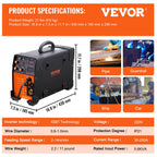 VEVOR MIG/MMA/TIG 3 in 1 Schweißgerät 50–250A Fülldrahtschweißen(0,8 mm & 1 mm) IGBT-Technologie 2,2–12m/min Drahtgeschwindigkeit 5,6 kVA Nenneingangsleistung IP21S Schutzart