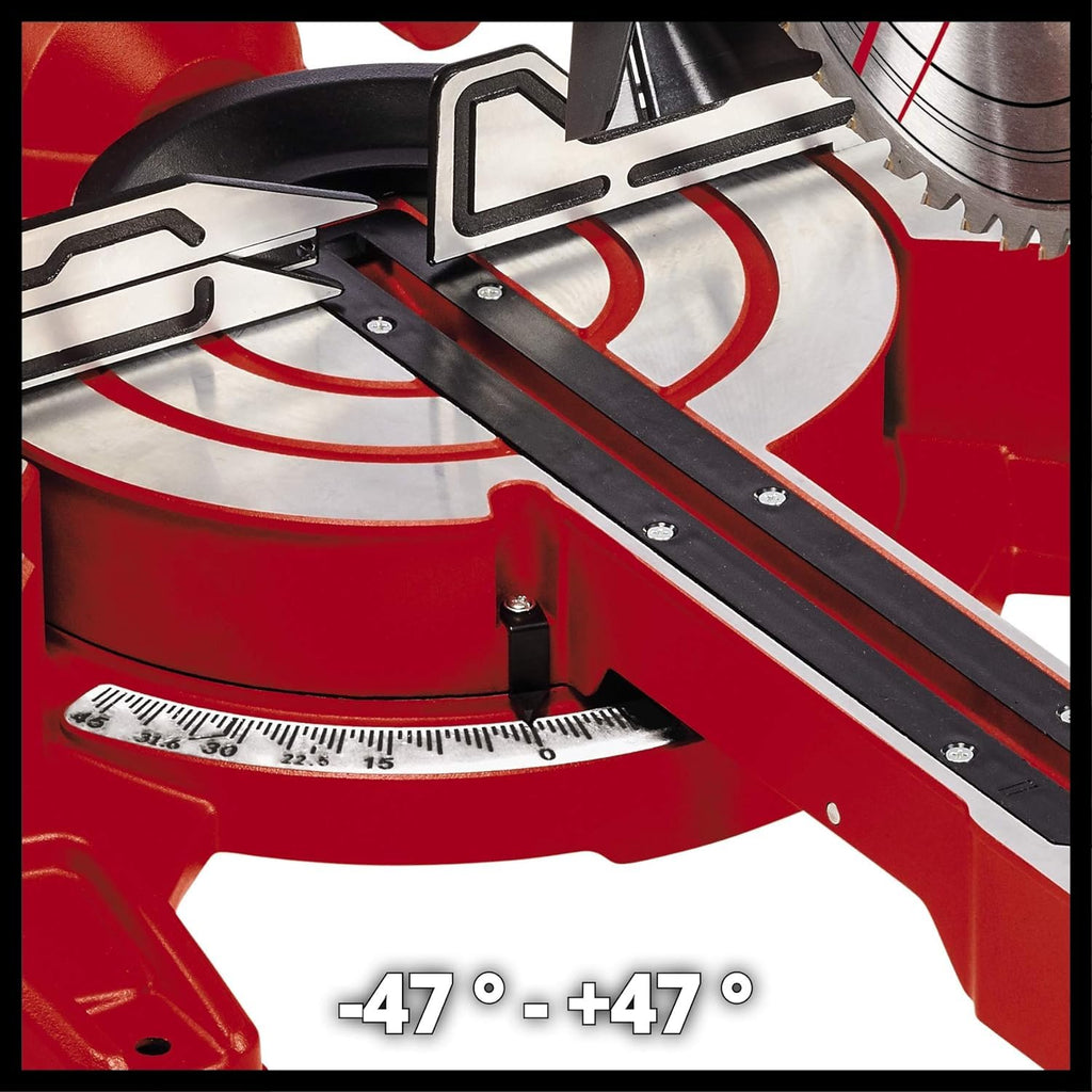 Einhell Zug-Kapp-Gehrungssäge TC-SM 254 (1900 W, max. 85 mm x 305 mm Schnitttiefe/-breite, Ø 254 mm Sägeblatt, neigbarer Sägekopf, Zugfunktion, Laser)