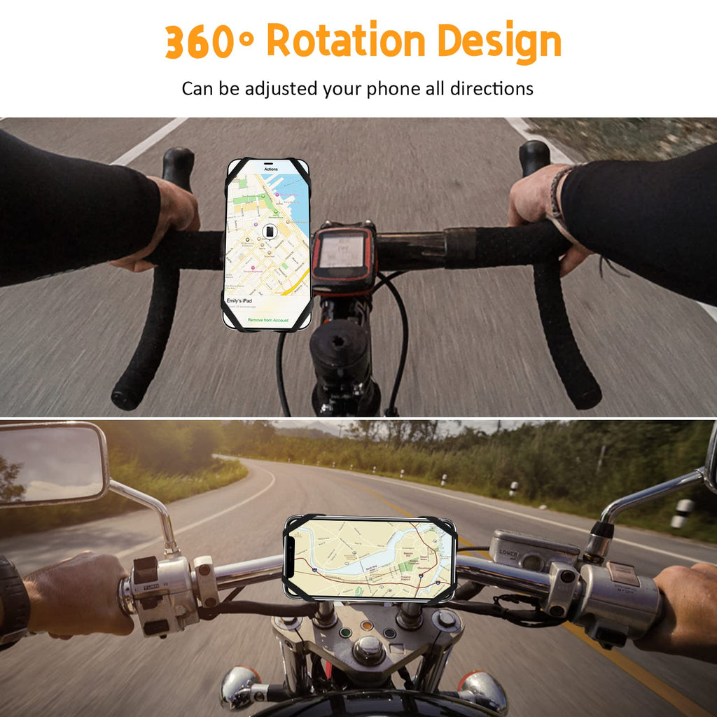 Rouclo Handyhalterung Fahrrad, Universal 360° drehbare, Handyhalter Motorrad Kompatibel mit iPhone 15/15plus/15pro/15pro max/14/13/12/11/XS, 4,5-7 Zoll Smartphones (Schwarz-4) 1