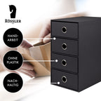 Rössler SOHO 4er Schubladenbox aus Papier | Büro Organizer Schreibtisch | Schubladen Organizer Büro Zubehör & Bürobedarf | Schreibtisch Organizer Box | 18 x 25 x 32 cm | 1 Stück | Farbe: Schwarz