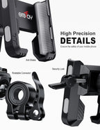 Grefay Fahrrad Handyhalterung【1s-Sperre】 Handyhalter Motorrad Vibrationsgedämpft Handy Fahrradhalterung Universal Lenker Halter für iPhone 16 15 14 13 Pro Max Plus, Samsung S24, Smartphone (Grau)
