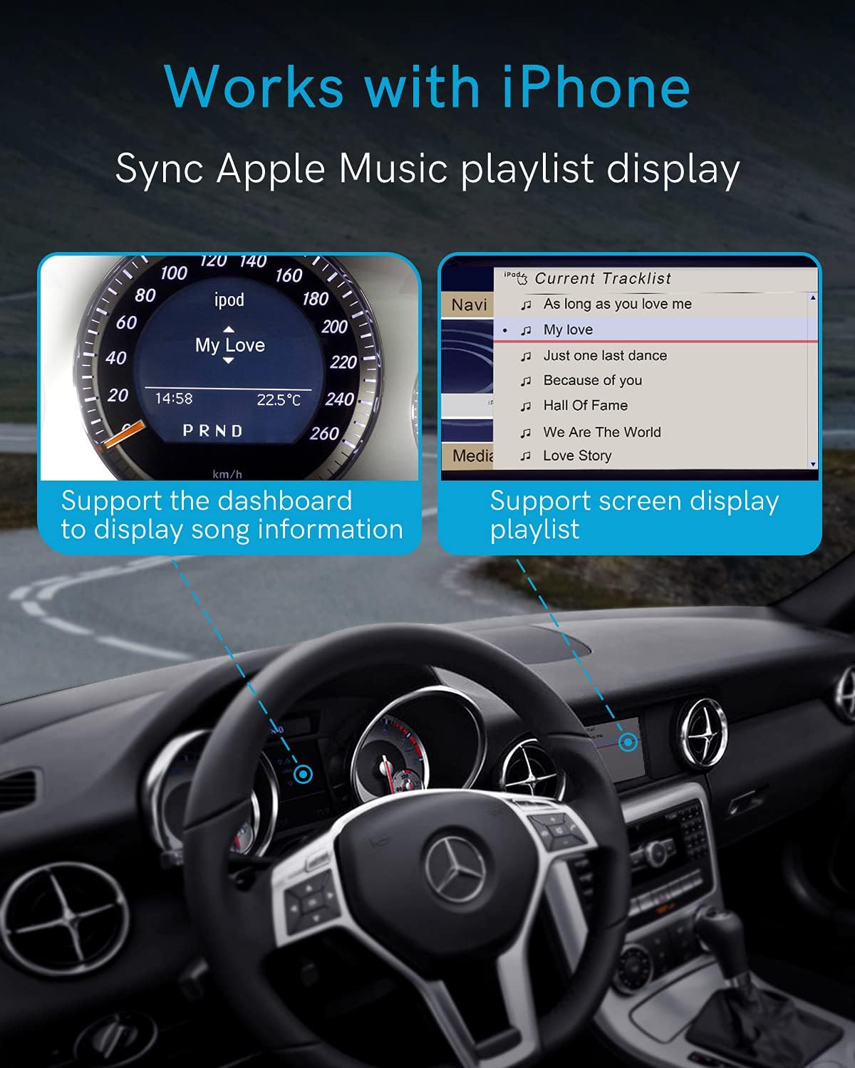 CHOOCL Bluetooth-Auto-Adapter für 2008–2012 Mercedes-Benz mit AMI-Anschluss, Bluetooth Receiver mit aptX-HD-Sound und AMI-Kabel