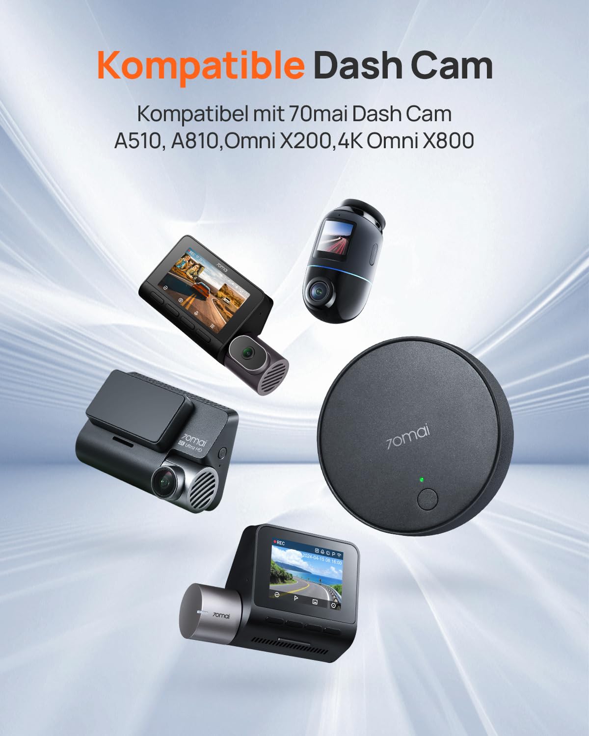 70mai 4G Hardwire Kit UP04 für Dash Cam 4K Omni, T800, A510, A810, 24 Stunden Smart Park Überwachung, Echtzeitig Überwachung, Sofortige App Warnung, GPS-Auto-Ortungsgerät