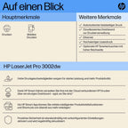HP LaserJet Pro 3002dw Laserdrucker, Automatischer beidseitiger Druck, Bis zu 33 A4-Seiten pro Minute, Hi-Speed USB, WiFi, Ethernet, Bluetooth, Smart App, Wolf Pro Security