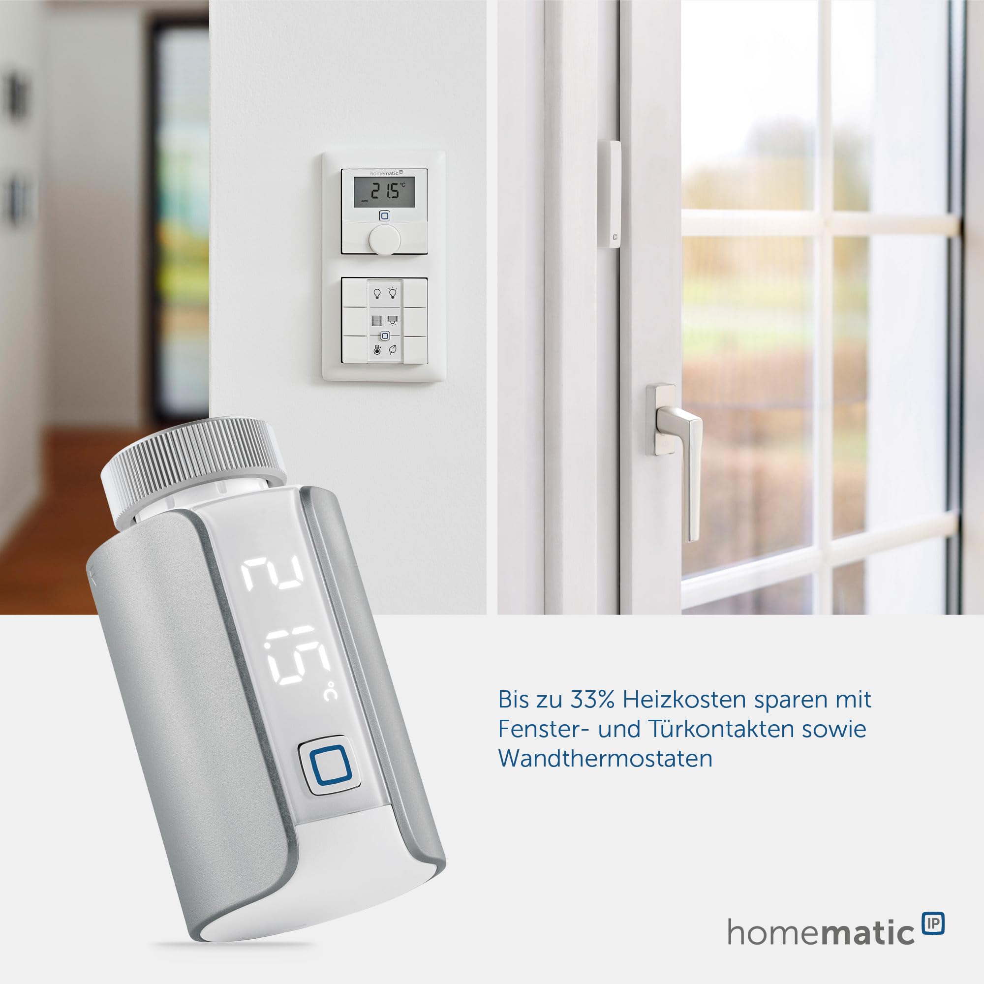 Homematic IP Smart Home Heizkörperthermostat – Evo, Silber, digitaler Thermostat Heizung, Steuerung per App, Alexa, Google Assistant, einfache Installation, Energie sparen, 156650A0