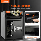 VEVOR 2,5 L Einwurftresor, Deposittresor mit Drop-Slot, elektronischem Codeschloss und 2 Notfallschlüsseln, 355 x 355 x 515 mm, Business Drop Slot Safe für Bargeld, zu Hause, Hotel, Büro