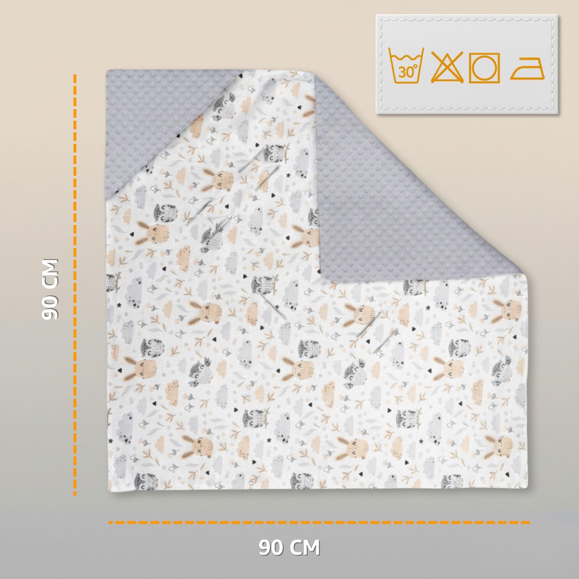 Einschlagdecke Babyschale Baby Decke 90x90 cm - Fußsack Blanket für Kinderwagen und Autositz Ganzjahres für Neugeborenen und Kleinkinder Einschlagsdecken für 3 und 5 Punkt Gurt Minky Oeko-Tex