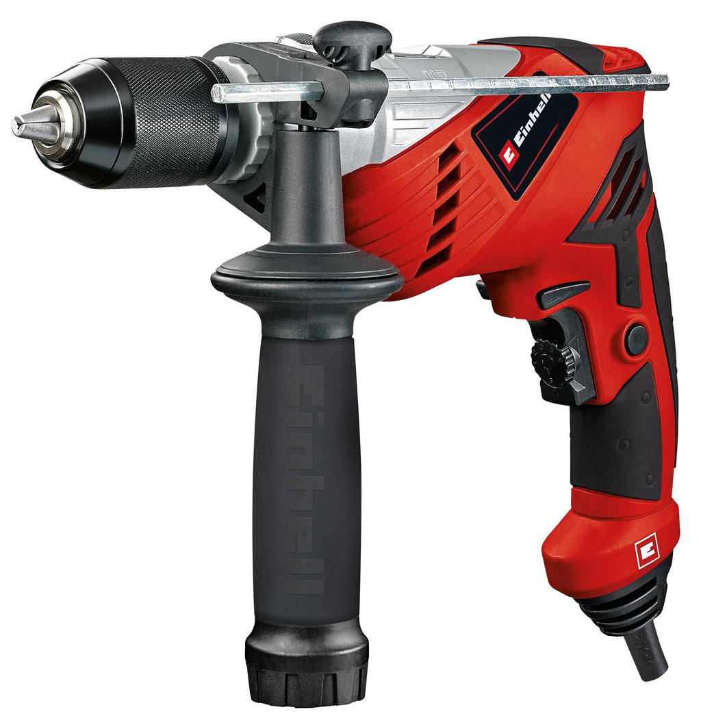 Einhell Schlagbohrmaschine TE-ID 650 E (650 Watt, Qualitätsbohrfutter aus Metall, Rechts-/Linkslauf, Metall-Bohrtiefenanschlag, Spindelarretierung "press&lock")