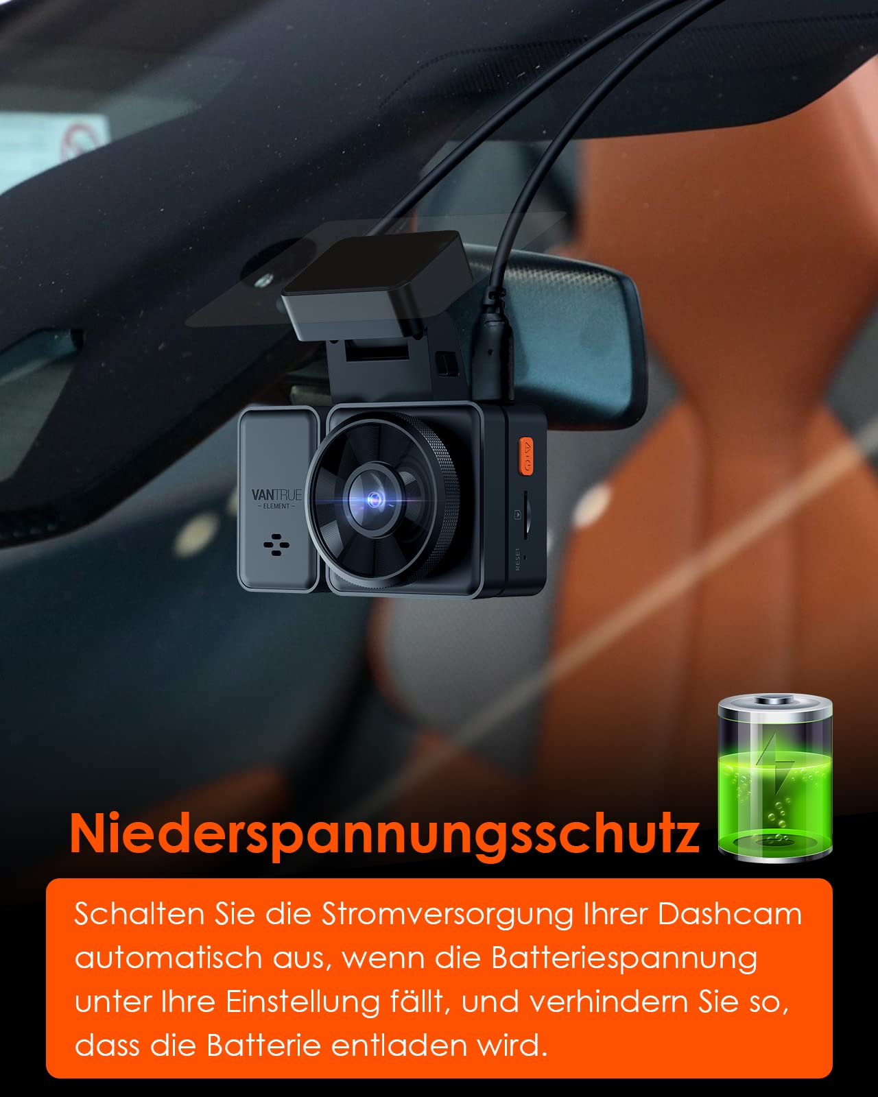 VANTRUE 5 Stufen 11,5 Ft USB-C Hardwire-Kit mit Acc für alle Dashcams, 6 Aufnahmezeiteinstellungen, 12V-24V zu 5V, 24Std. Parkmodus, kompatibel mit USB-C Dashcam