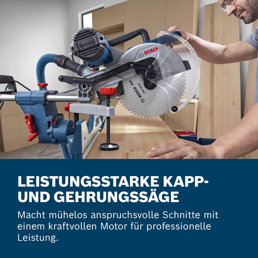 Bosch Professional kabelgebundene Kapp- und Gehrungssäge GCM 340-305 D (inkl. Lineal, Klemme, Staubbeutel, Werkstückauflage, Sägeblatt, Schlüssel)