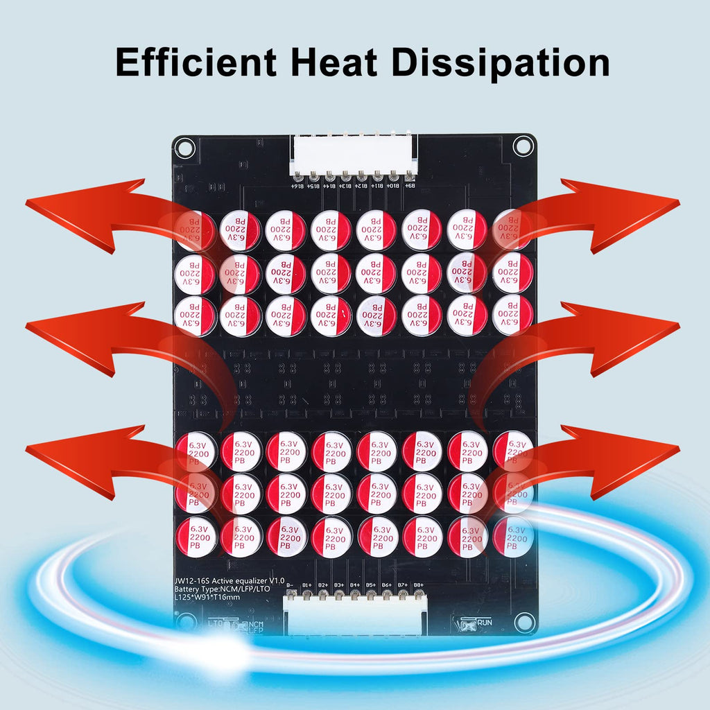 Annadue 12S Bis 16S Akku Aktiver Equalizer, Lifepo4 Lithium Lipo Akku Energie Aktiver Equalizer, 1,8V Bis 4,5V 0 Bis 5,5A Equalizer Lifepo4 Li Ion Lithium Lipo Board mit Kabel für LTO LPO LFP NCM