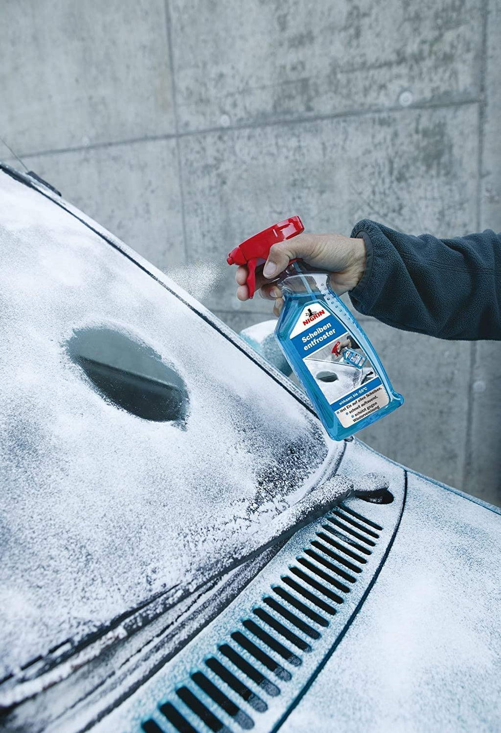 NIGRIN Scheiben-Entfroster 500ml Sprühflasche, Scheiben-Enteiser-Spray, Pumpzerstäuber, wirksam bis -55° C, verhindert Wiedervereisung