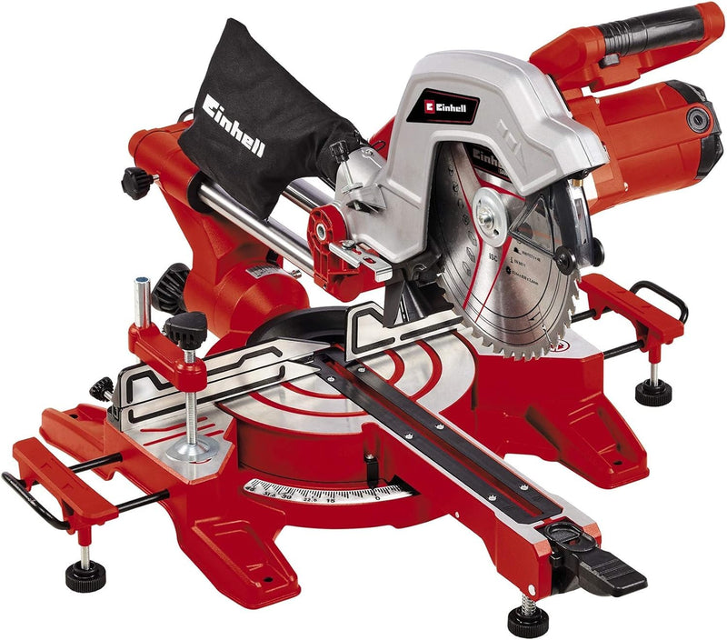 Einhell Zug-Kapp-Gehrungssäge TC-SM 254 (1900 W, max. 85 mm x 305 mm Schnitttiefe/-breite, Ø 254 mm Sägeblatt, neigbarer Sägekopf, Zugfunktion, Laser)