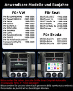 ESSGOO Drahtloses Carplay und Android 2+64G Android 15 Auto Autoradio Für VW Polo MK3/4 9N Golf 4 Passat B5 T5 Seat Skoda, 7 Zoll Touchscreen mit Bluetooth FM RDS GPS WiFi