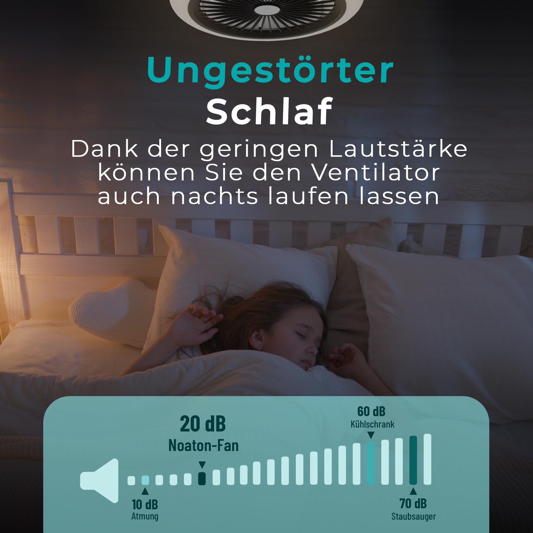 Noaton® Polaris 11045B Deckenventilator mit Beleuchtung, Schwarz, LED Dimmbar, 3 Farbtemperaturen, Fernbedienung, Timer, Luftdurchsatz bis zu 60 m3/min, für Wohnzimmer Schlafzimmer, Durchmesser 45cm