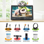 DESOBRY 10,5 Zoll Auto DVD Player mit Kopfstützenhalterung, tragbarer DVD-Player für Auto mit Kopfhörer, Disc-Eingang mit Saugnapf, Unterstützung von 1080P-Video, HDMI-Eingang, USB/SD-Kartenleser