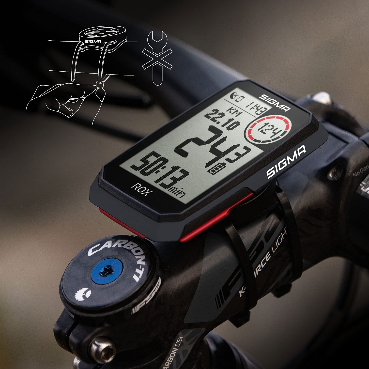 SIGMA ROX 4.0 Black | Fahrradcomputer kabellos GPS & Navigation inkl. Halterung | Outdoor GPS Navigation mit Höhenmessung